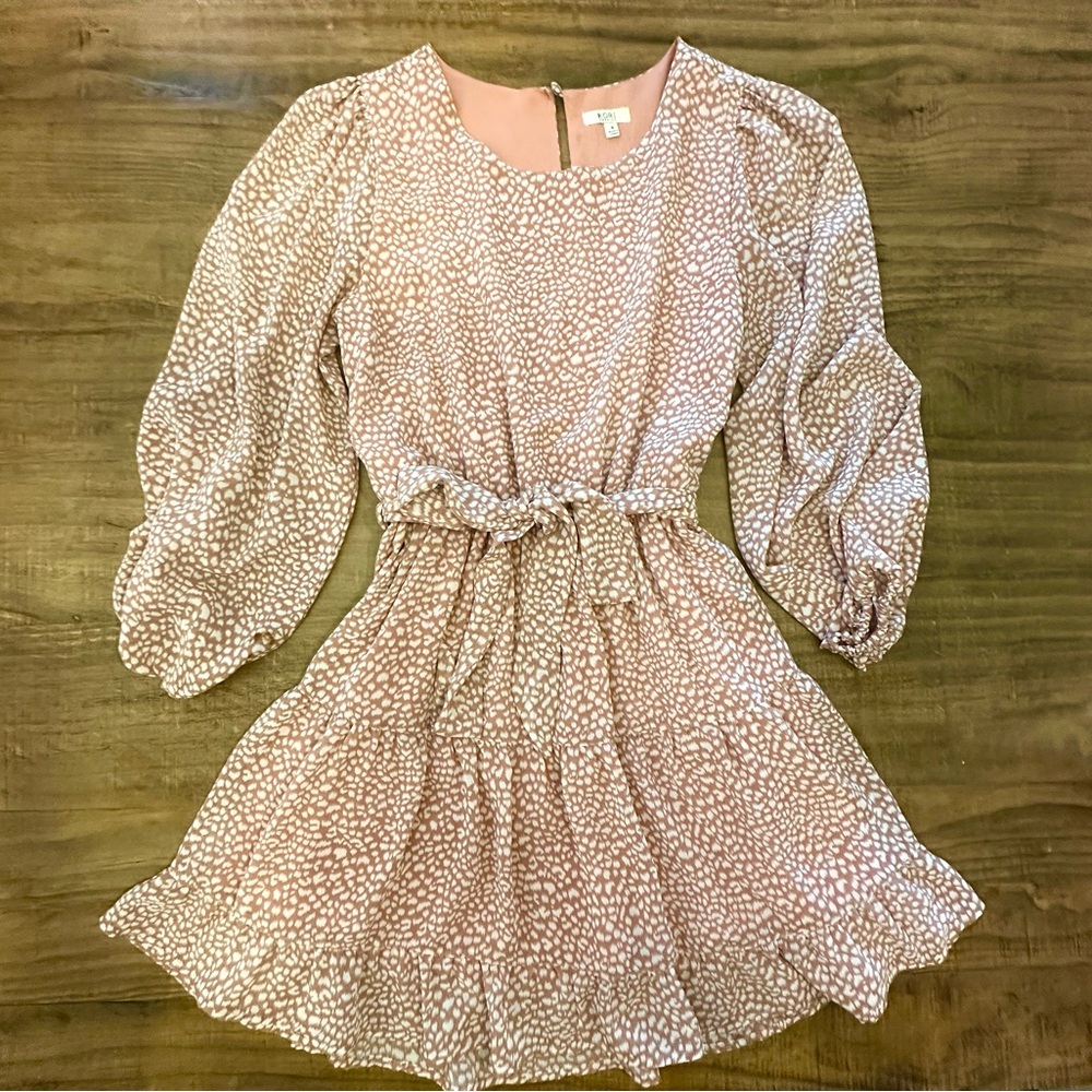 Kori America Pink Floral Peasant Dress